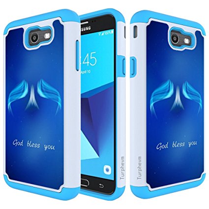 Galaxy J7 V Case, Galaxy J7 Sky Pro / J7 Perx /J7 Prime/Halo Case,Turphevm [Drop Protection] [Shock Absorption] Dual Layer Hybrid Defender Anti-Slip Case for Samsung J7 2017 (Blue Angle)