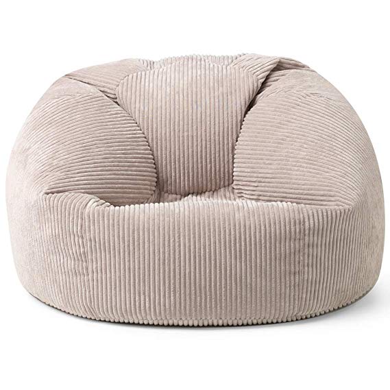 icon Soul Classic Cord Bean Bag Chair - Giant Luxury Jumbo Cord Snuggle Seat (Stone, 84x70)