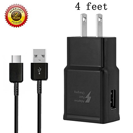 Fast Charge Adaptive Fast Charger Kit for Samsung Galaxy S8/S8 Plus/Note8,MBLAI USB Type C Fast Charging Kit True Digital Adaptive Fast Charging (Black (Wall Charger C Cable))