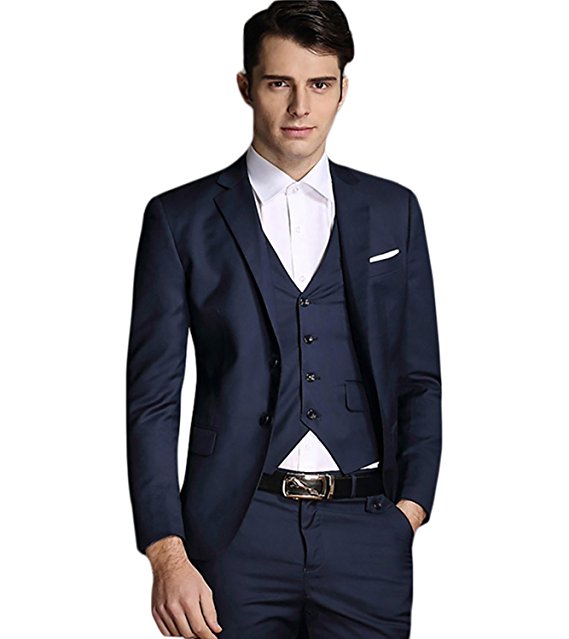Men's Modern Fit 3-Piece Suit Blazer Jacket Tux Vest & Trousers