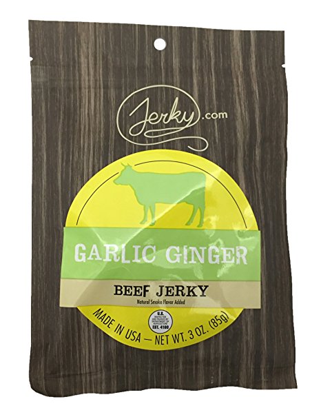 Garlic Ginger All Natural Best Beef Jerky - 3 PACK - Try Our Best Tasting Natural Ginger Garlic Beef Jerky - No Added Preservatives, No Added MSG or Nitrates, Farm Raised Beef - 9 total oz.