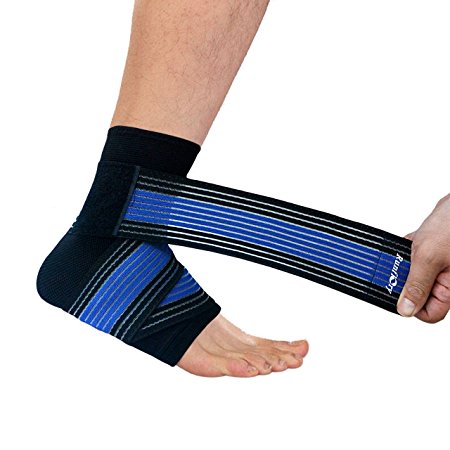 Runflory Ankle Support Brace, Breathable Elastic Ankle Sleeve with Adjustable Ankle Wraps Support with Velcro Straps for Running Tennis & Pain Relief Sprain - 2 Pairs, One Size