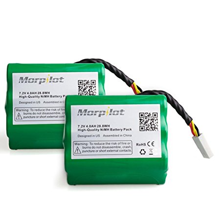 Morpilot Neato XV Series Battery Replacement 7.2V 4000mAh High Capacity for Neato XV-11, XV-12, XV-14, XV-15, XV-21, XV-25, XV Essential, XV Signature and XV Signature Pro Robotic Vacuum Cleaners (Pack of 2)