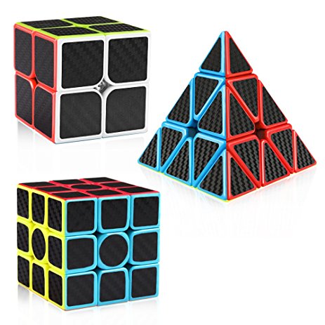 D-FantiX Carbon Fiber 2x2 3x3 Speed Cube Bundle, Magic Cube Puzzle Toys for Kids