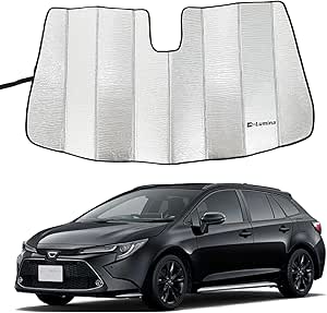 D-Lumina Front Windshield Sun Shade Compatible with Toyota Corolla (SE XSE L LE XLE Hybrid) 2020 2021 2022 2023 2024 - Foldable/Roll Up Car Window Heat Shield, Protector Sunshade