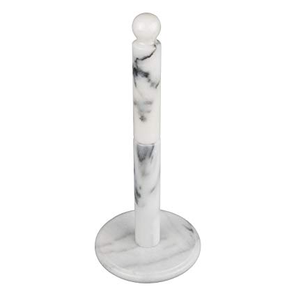 Creative Home Natural Stone White Marble 12.5" Height Paper Towel Holder, Dispenser