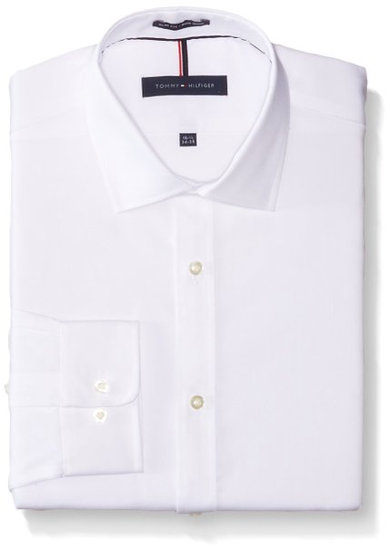 Tommy Hilfiger Men's Non Iron Slim Fit Solid Spread Collar Dress Shirt