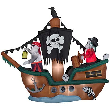 Gemmy 61509 Skeleton Pirate Ship Animated Airblown