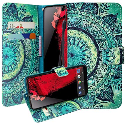 Essential Phone PH-1 Case, Linkertech [Card Slots & Wrist Strap] PU Leather Wallet Flip Pouch Case with Foldable Cover and Kickstand Feature for Essential Phone PH-1 (Floral Totem)