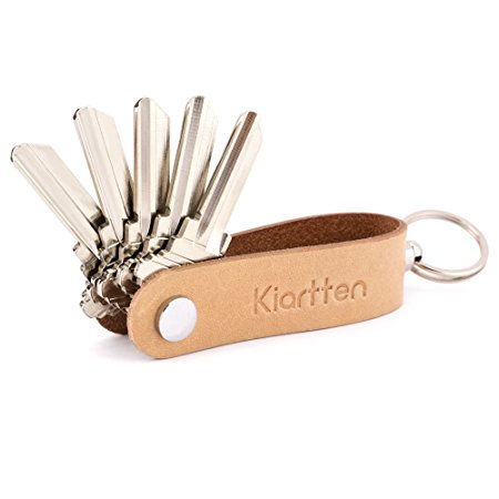 Leather Compact Key Holder By Kiartten - Durable Premium Quality Cowhide Leather - Secure Locking Mechanism - Up To 7 Keys - Smart & Practical Design Key Organizer - Perfect Gift Package
