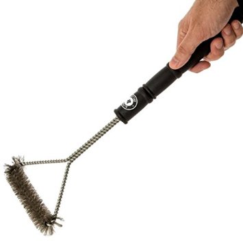 Grill Brush 18" - Heavy Duty BBQ Tool - Stainless Steel Bristles Far More Durable Than Brass - Safe for Porcelain Enamel Grates - Free Bonus Cookbook - Long Wire Handle - One of the Best BBQ Tools and Accessories Around - This BBQ Grill Brush is the Perfect Accessory for Cleaning Charcoal, Gas, Electric and Infrared Outdoor BBQ Grills - Best Grill Brush for a Char Broil or Weber Barbecue - 1 Year Guarantee