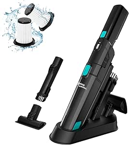 Nicebay Cordless Handheld Vacuum, Hand Vacuum Cleaner 15KPA Powerful Suction with Fast Charging Dock, Portable Lightweight Cleaner, Rechargeable Hand Held Vacuum Cleaner for Home, Pet&Car,Black Blue