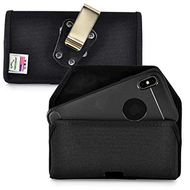 Belt Clip Phone Case Holder for iPhone Xs MAX | USA Made | Rugged Horizontal Nylon Holster with Heavy Duty Rotating Ratcheting Belt Clip by Turtleback