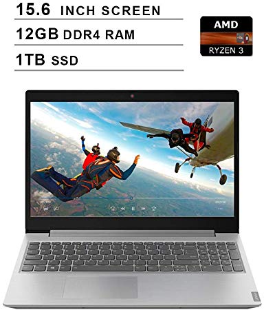 Lenovo IdeaPad L340 15.6 Inch FHD 1080P Laptop - AMD Ryzen 3 3200U up to 3.5GHz, AMD Radeon Vega 3, 12GB DDR4 RAM, 1TB SSD, DVD, Webcam, HDMI, Bluetooth, WiFi, Windows 10, Gray