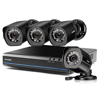 Zmodo Full 1080p 4 Channel sPoE(Power Over Ethernet) Security Surveillance Camera System with 4CH NVR (4) Weatherproof Camera (No Hard Drive Included)