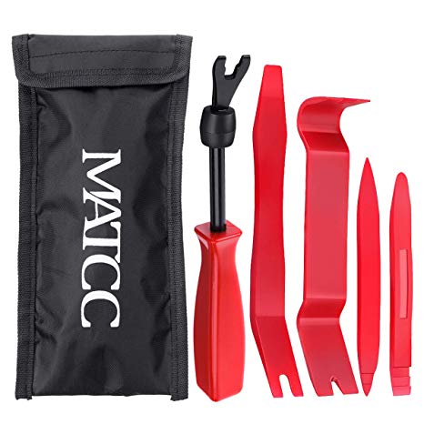 Car Trim Removal Tool Kit Set of 5pcs MATCC Auto Panel Door Removal Tools with Fastener Remover for Car Panel Door Dash Audio Radio Removal Installer and Repair Pry Tool Kits Storage Bag