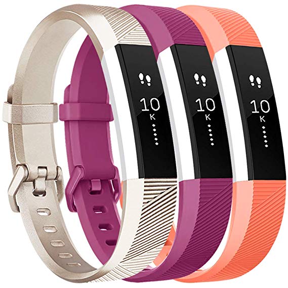 Vancle Bands Compatible with Fitbit Alta HR and Fitbit Alta (3 Pack), Newest Sport Wristbands with Secure Metal Buckle for Fitbit Alta HR/Fitbit Alta