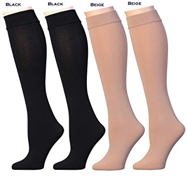 Women's Opaque Plush Fleece Lined Knee High Or Crew Socks (Pack of 4 or 6)