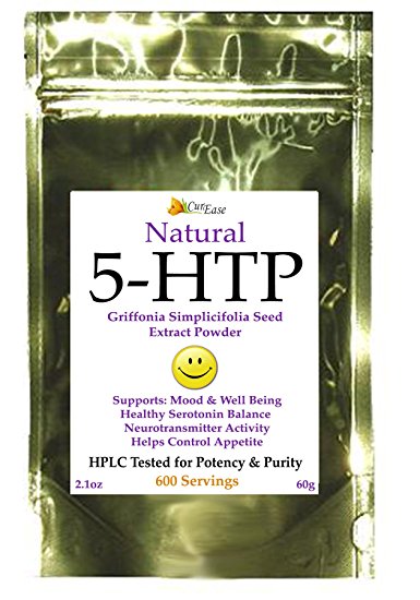 Pure 5-HTP Powder 5-Hydroxytryptophan Serotonin~ 600 Servings ~ Natural Griffonia Seed Extract ~ 60g 5htp Bulk Powder