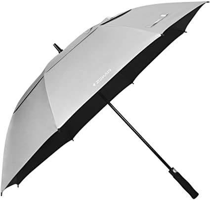 ZEKAR 62" & 68" Windproof Large Vented Canopy Golf Umbrella, UPF 50  Patio Umbrella | Sun UV Protection | Keep You Cool (Silver, 68")