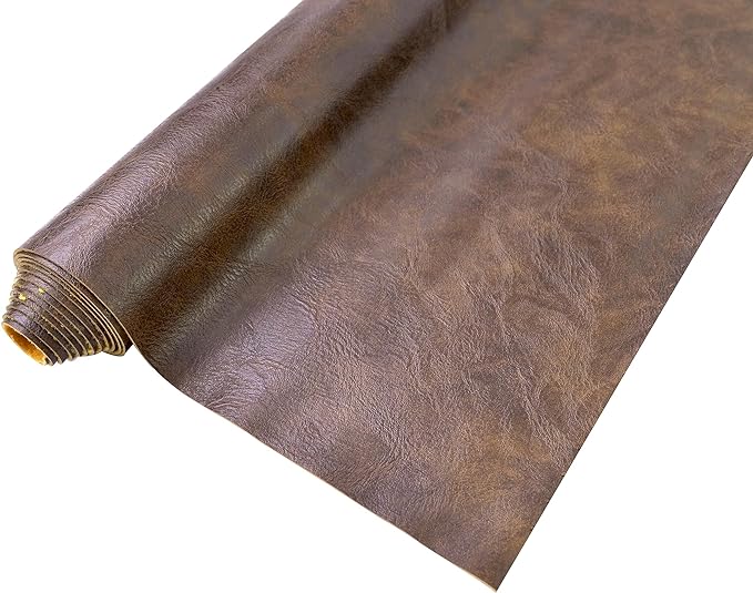 1 Yards 54" x 36" Dark Brown Faux Leather Fabric Distressed Crazy Horse Soft Fake Leather Fabric by The Yard Dark Brown Upholstery Vinyl for Sofa Bags Chairs Car Seats DIY Crafts