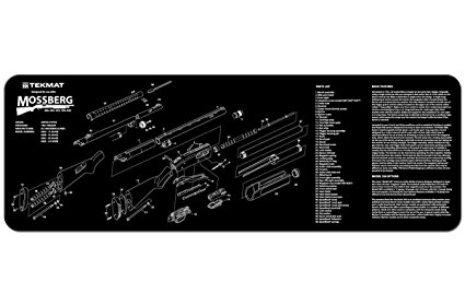 TekMat Mossberg Shotgun Cleaning Mat / 12 x 36 Thick, Durable, Waterproof / Long Gun Cleaning Mat with Parts Diagram and Instructions / Armorers Bench Mat / Black