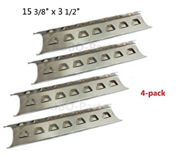 Hongso SPE181 (4-pack) Stainless Steel Heat Plate, Heat Shield Burner Cover, Vaporizor Bar, and Flavorizer Bar Replacement for Select Gas Grill Models by Brinkmann, Charmglow and Others (15 3/8