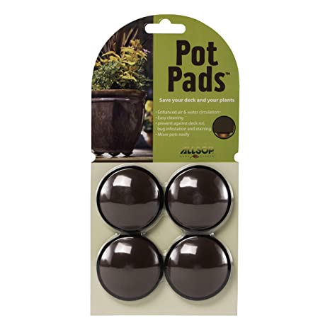 Allsop Home and Garden Pot Pads, Deck and Patio Protection with 3,000 lbs rating, discreet non-skid planter pad lifters / risers / feet / toes, (Cocoa, Set of four, 1-Count)