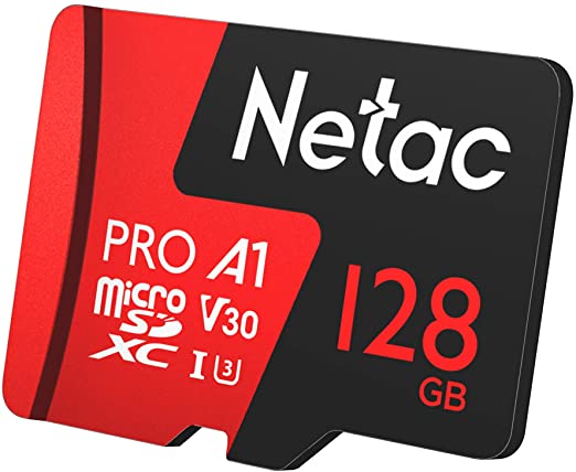 Netac 128GB P500 Pro microSDXC CL10 UHS-I U3 V30 A1 Memory Card w/SD Adapter