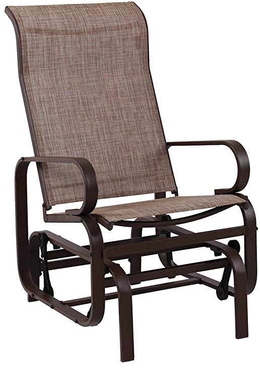 PHI VILLA Swing Glider Chair Patio Rocking Chair Garden Furniture, Textilene Mesh Steel Frame, Single Glider