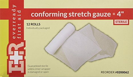 First Aid Only 4" Sterile Conforming Gauze Roll Bandage, 12-Count Bags