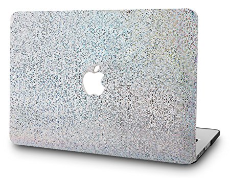 KEC MacBook Air 13 Inch Case Plastic Hard Shell Cover A1369 / A1466 (Silver Gliter)