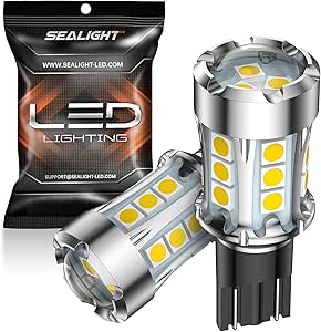 SEALIGHT 921 912 LED Bulbs for Backup Reverse Light, T15 906 904 916 W16W Light Bulbs with Projector Replacement Trunk Cargo 3rd Brake Stop Lights, 600% Brighter Xenon White Non-polarity Pack of 2