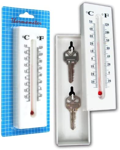 Deluxe Real Working Thermometer Outdoor Hidden Key Holder - Hides up to 2 Keys!