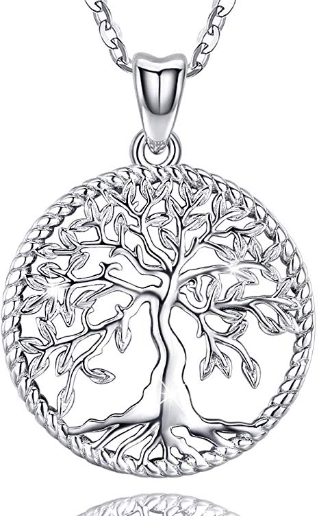 Aniu Silver Necklace for Women Girls, Family Tree of Life Sterling Silver Pendant with Fine Jewelry Gift Box, 18 Inches Chain for Wife Mom Grandma Girlfriend