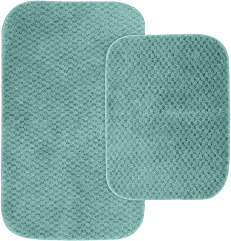 Garland Rug 2-Piece Cabernet Nylon Washable Bathroom Rug Set, Seafoam