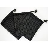 Black Cell Phone Nylon Mesh Drawstring Pouch Bags 3 Pcs