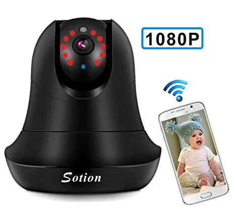 SOTION 2MP 1080P Full HD Wide Viewing Angle Internet WiFi Wireless Network IP Security Surveillance Video Camera System, Baby and Pet Monitor with Pan and Tilt, Two Way Audio & Night Vision