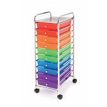 Seville Classics 10-Drawer Organizer Cart, Multi Color