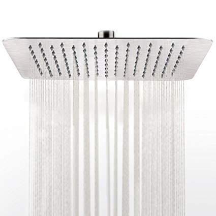 SR SUN RISE 12 Inch Rain Shower Head Brushed 304 Stainless Steel High Pressure Rainfall Showerhead Ultra Thin Water Saving