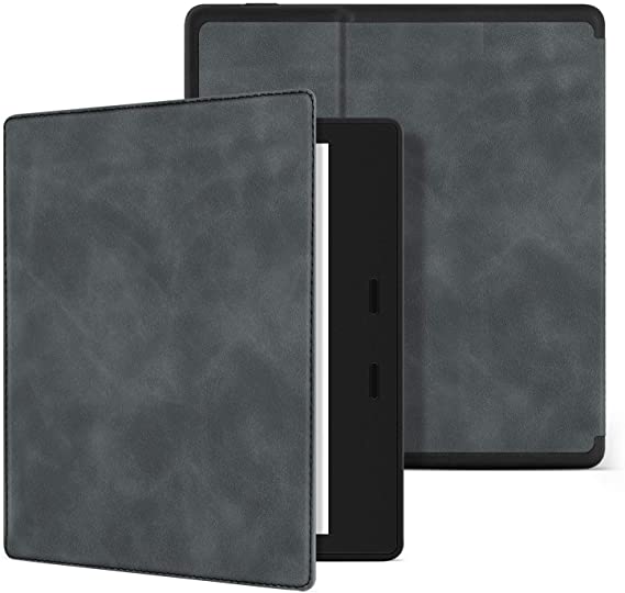 Ayotu Skin Touch Feeling Case for All-New Kindle Oasis(10th Gen, 2019 Release & 9th Gen, 2017 Release),with Auto Wake/Sleep,New Waterproof 7''Kindle Oasis Cover,Soft Shell Series KO The Dark Gray