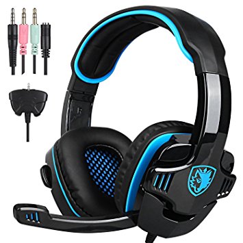 [2016 New Version] GHB SADES SA-708GT Gaming headset Gaming Headphone with Microphone For PS4/Xbox 360 /PC /Laptop/ Cellphone Black Blue