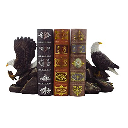 American Bald Eagle Bookend Set Sculptures in Office and Patriotic Home Decor, Bird Statues and Figurines by Home-n-Gifts