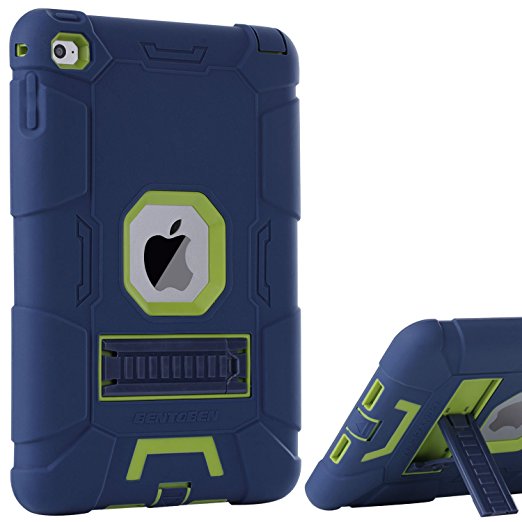 iPad Mini 4 Case,iPad Mini 4 Retina Case,BENTOBEN 3 IN 1 Hybrid [Soft&Hard] Heavy Duty Rugged Stand Cover Shockproof Anti-slip Anti-Scratch Full-body Protective Cases for iPad Mini 4 ,Navy Blue/Green