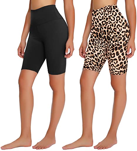 TNNZEET 2 Pack Biker Shorts for Women - 8" Buttery Soft High Waisted Workout Running Athletic Shorts