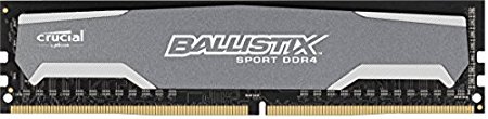 Ballistix Sport 8GB Single DDR4 2400 MT/s (PC4-19200) CL16 DR x8 Unbuffered DIMM 288-Pin Memory BLS8G4D240FSA