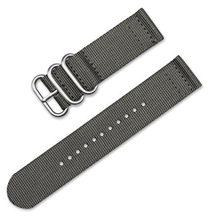 20mm Military RAF Style Ballistic Nylon 2-Piece Watch Band - Grey