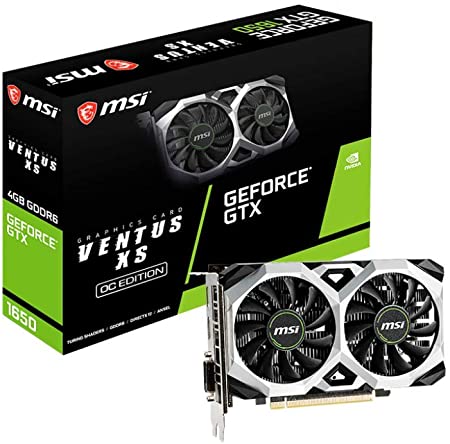 MSI Gaming GeForce GTX 1650 128-Bit HDMI/DP/DVI 4GB GDRR6 HDCP Support DirectX 12 VR Ready OC Graphics Card (GTX 1650 D6 Ventus XS OC)