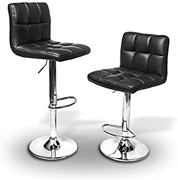 2 x PU Leather Hydraulic Lift Adjustable Counter Bar Stool Dining Chair Black -Pack of 2 (150) Made By jersey seating
