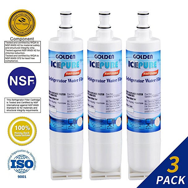 3 PACK Golden Icepure Whirlpool 4396508, 4396510 Compatible Water Filter,Also Compatible with 4396547;4396548;4396163;4396164; 469010